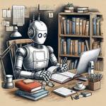 Bild  Roboter Archiv am Schreibtisch