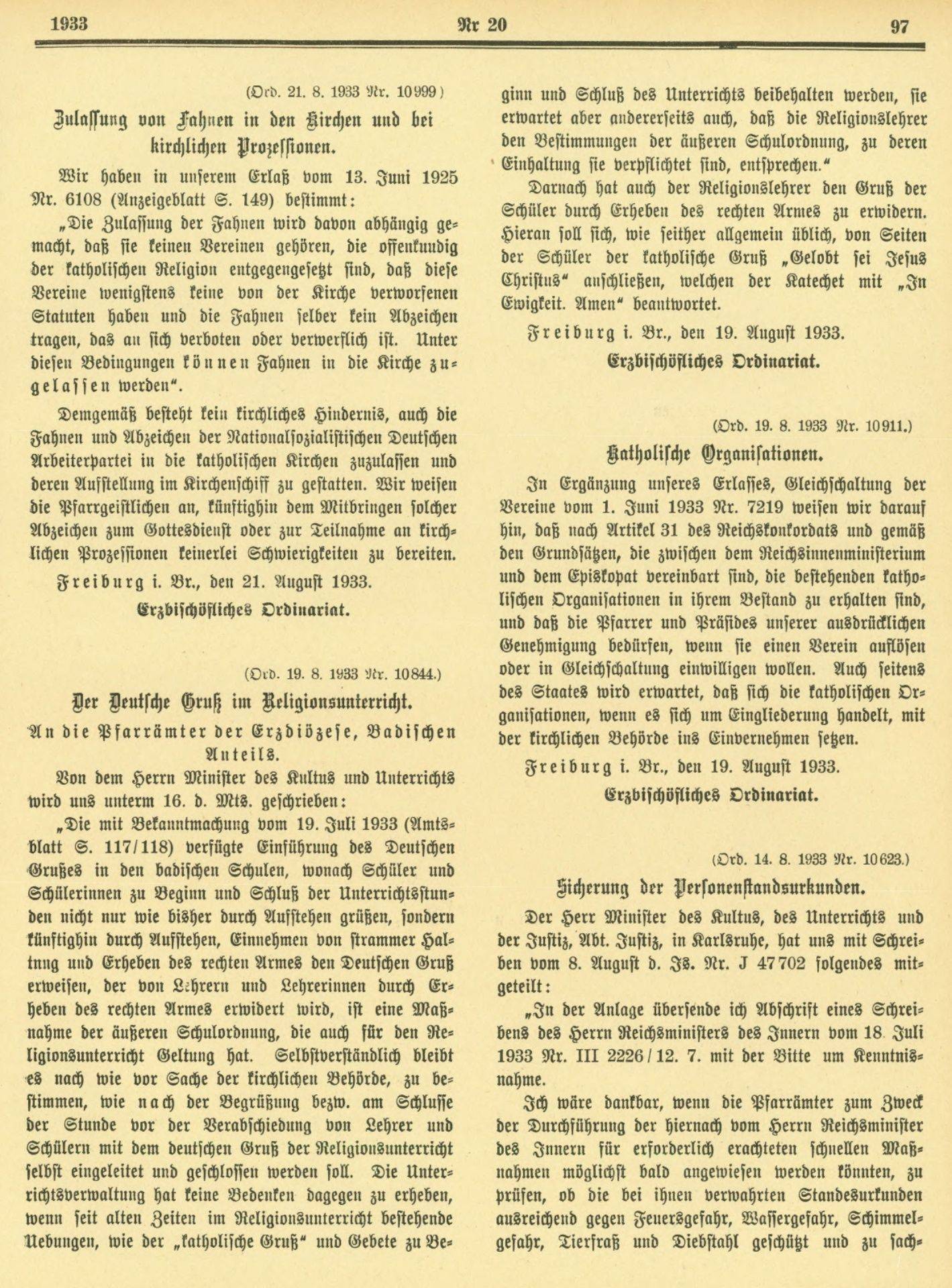 Quelle: EAF, ID 189 Deutscher Gruß in Schulen, Amtsblatt-20-1933